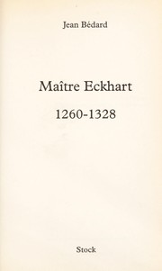 Jean BEDARD : Maître Eckhart