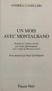 Andréa CAMILLERI : Un mois avec Montalbano
